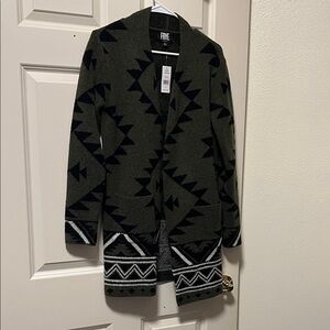 Frye women’s Olive and Black Geometric Cardigan